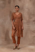 Drape top in copper colour tissue with half sleeve